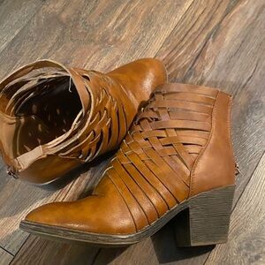 Rue21 Tan Ankle Boots with Woven Design